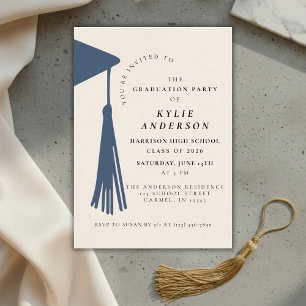 Blue Tassel High School Graduation Party Invitation