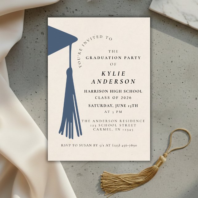 Blue Tassel High School Graduation Party Invitation (Blue Tassel High School Graduation Party Invitation)