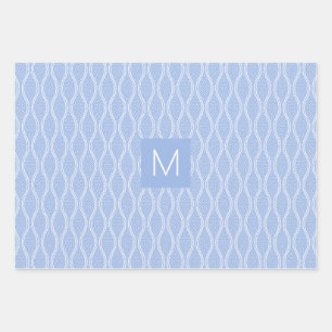 Blue Tatewaku with 3 Monograms Wrapping Paper Sheet