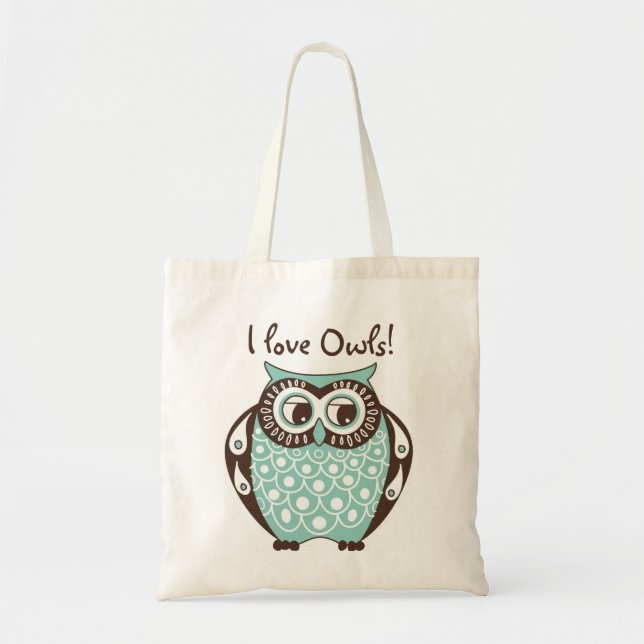 Blue Tawny Owl I Love Owls Tote Bag (Front)