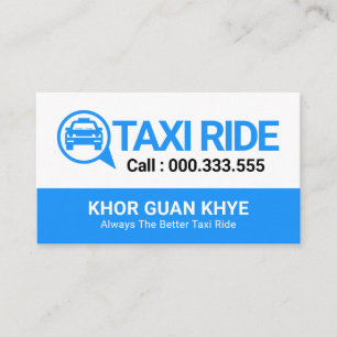 Blue Taxi Car Speech Box Business Card