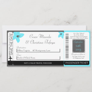 Blue Tea Arizona Boarding Pass Wedding Invitation