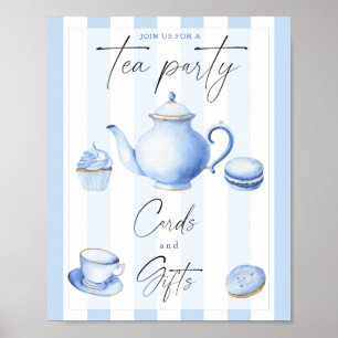 Blue tea party baby shower Cards and gifts Poster