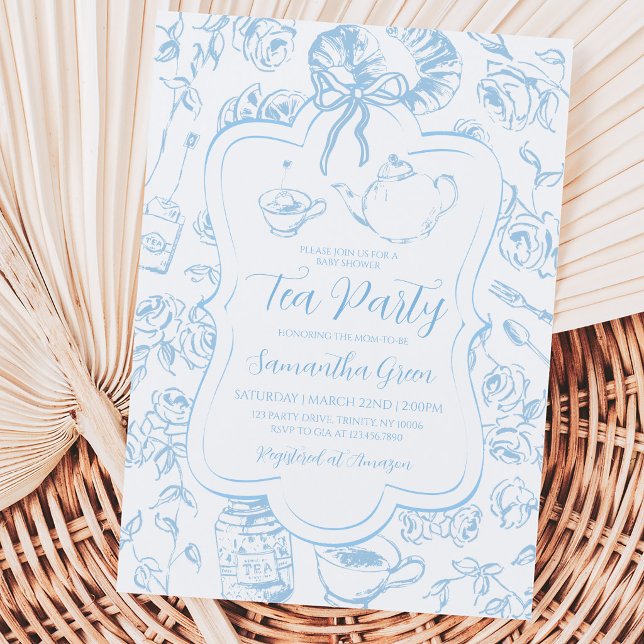 Blue Tea Party Baby Shower Invitation (Creator Uploaded)