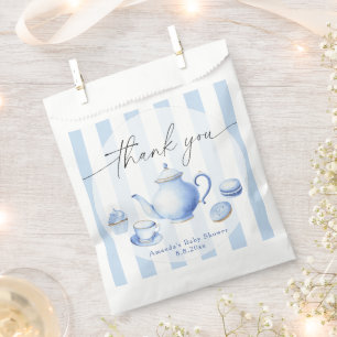Blue Tea Party Baby Shower Thank you Favour Bags