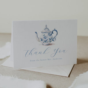Blue Tea Party Thank You  Note Card