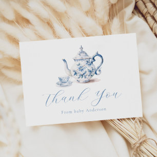 Blue Tea Party Thank You  Note Card