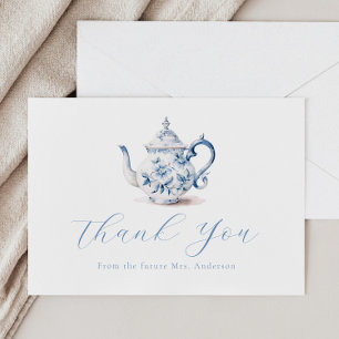 Blue Tea Party Thank You  Note Card