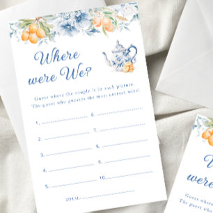 Blue Tea Pot Where Were We  Bridal Shower Game