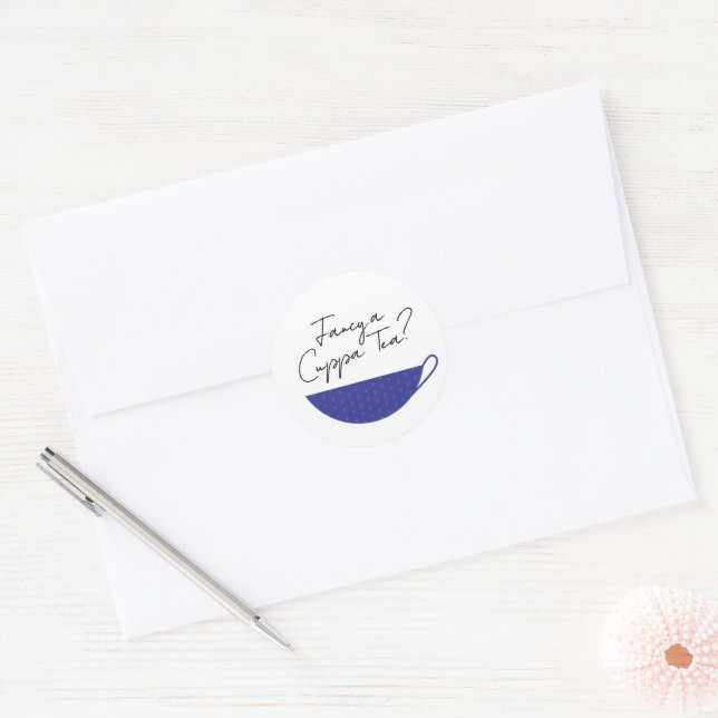 Blue Teacup Envelope Seal / Sticker (Envelope)