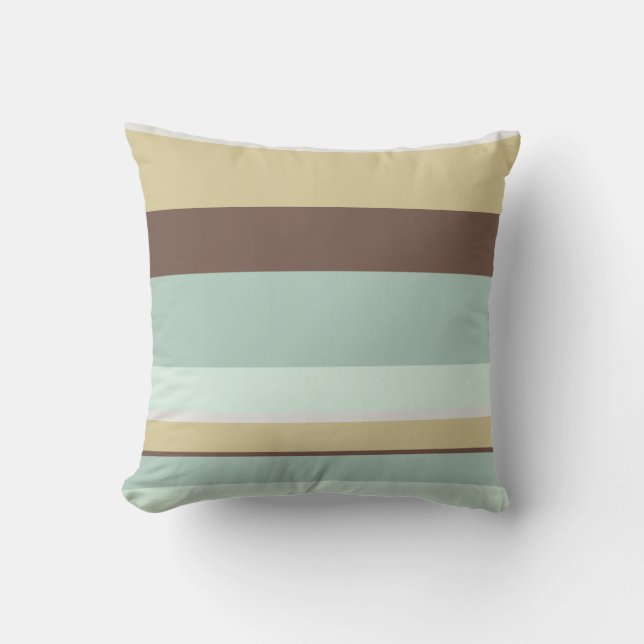 Blue Teacup Striped Pillow (Front)