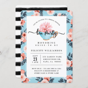 Blue Teacup Tea Party Bridal Shower Invitation