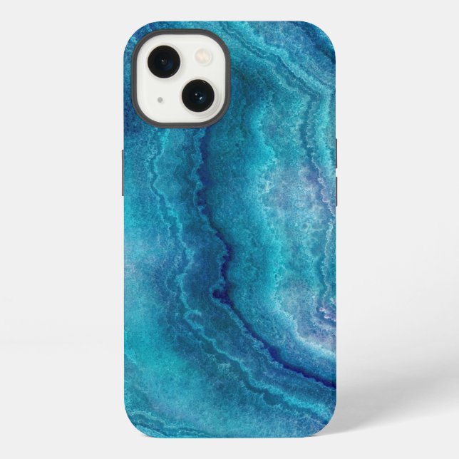 Blue Teal Agate Texture  iPhone Case (Back)