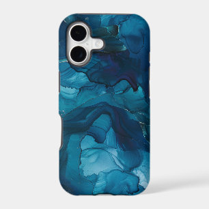 Blue Teal Alcohol Ink Marble Swirls