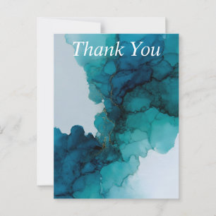Blue & Teal Alcohol Ink Thank You Card