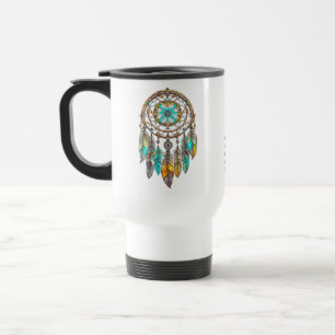 Blue, Teal and Brown Dreamcatcher   Sweet Dreams Travel Mug