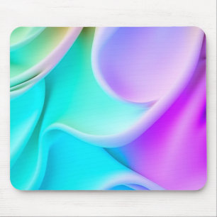 Blue, Teal and Purple Silky Satin Rolls Mouse Mat