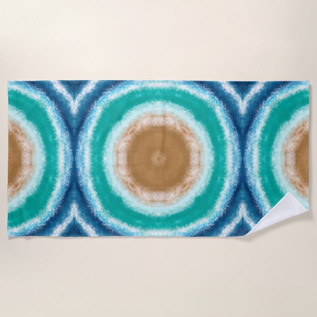Blue, Teal and Turquoise Ocean Waves  Beach Towel (Front)