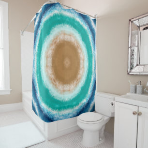 Blue, Teal and Turquoise Ocean Waves  Shower Curtain