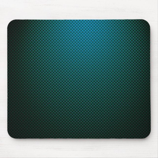 Blue teal black carbon fibre patterned mouse mat (Front)