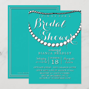 Blue Teal Bridal Shower Invitation