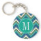 Blue & Teal Chevron Pattern with Monogram