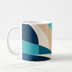 Blue Teal Coral Geometric Abstract Coffee Mug