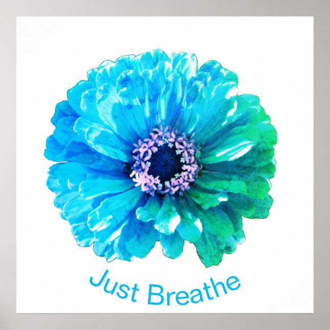Blue Teal Daisy | retro blue floral    Poster (Front)