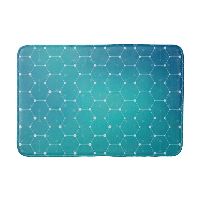 Blue Teal DNA Pattern Bath Mat (Front)