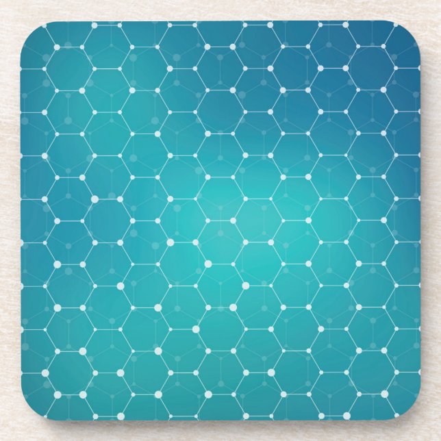 Blue Teal DNA Pattern Coaster (Front)