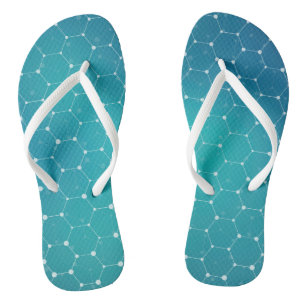 Blue Teal DNA Pattern Flip Flops