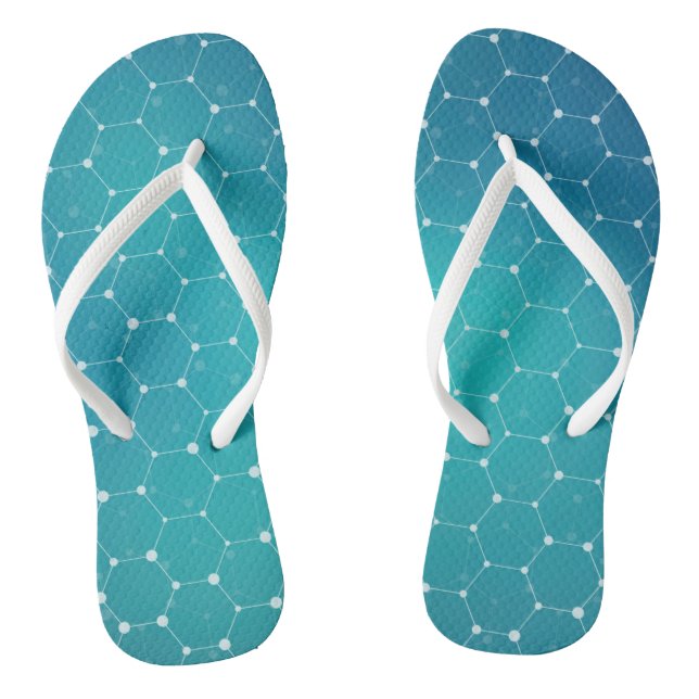 Blue Teal DNA Pattern Flip Flops (Footbed)
