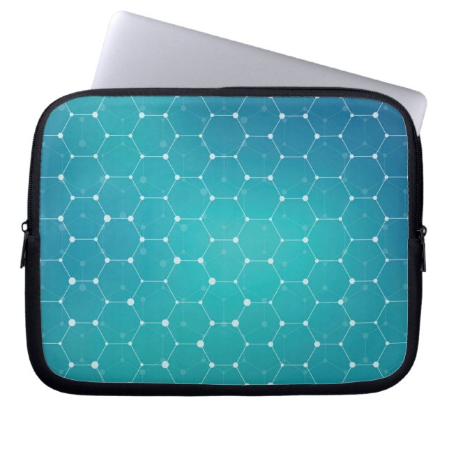 Blue Teal DNA Pattern Laptop Sleeve (Front)