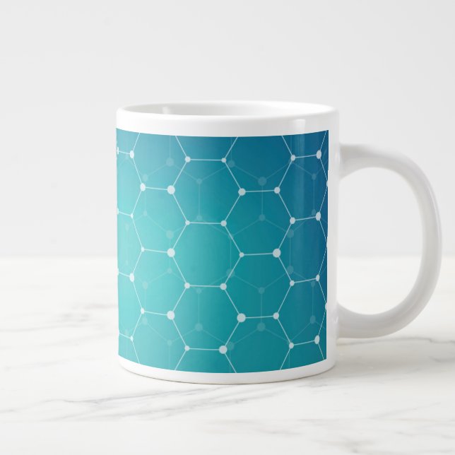 Blue Teal DNA Pattern Large Coffee Mug (Right)