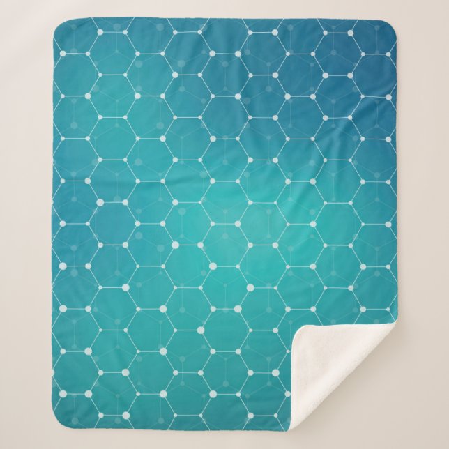 Blue Teal DNA Pattern Sherpa Blanket (Front)