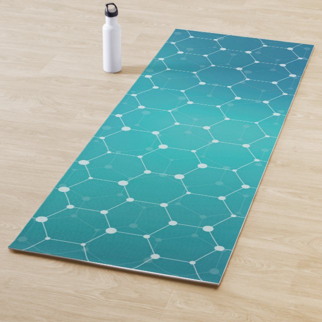 Blue Teal DNA Pattern Yoga Mat (In Situ)