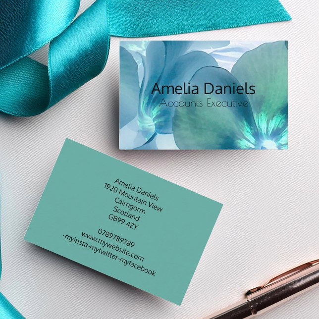 Blue & Teal Floral Business Card (Creator Uploaded)