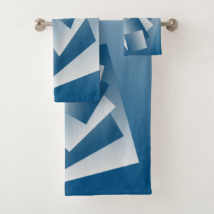 Blue Teal geometry Bath Towel Set
