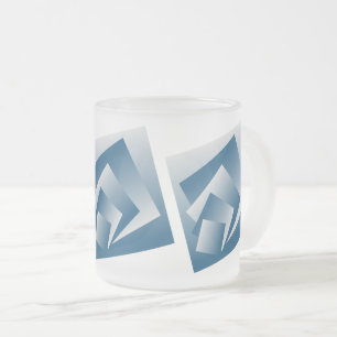 Blue Teal geometry Frosted Glass Coffee Mug