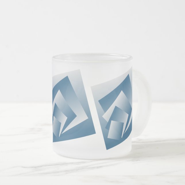 Blue Teal geometry Frosted Glass Coffee Mug (Front Right)