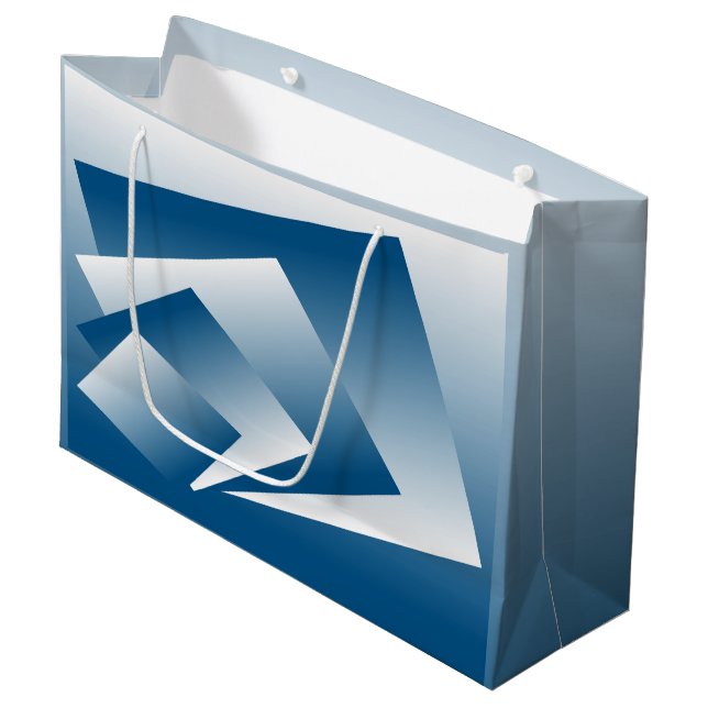 Blue Teal geometry Large Gift Bag (Front Angled)