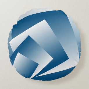 Blue Teal geometry Round Cushion