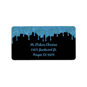Blue Teal Glam Girl Return Address Labels