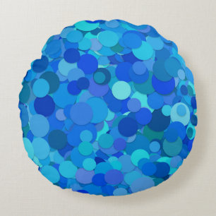Blue Teal Glitter Sequin Round Cushion