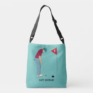 Blue Teal Golf Themed Crossbody Bag