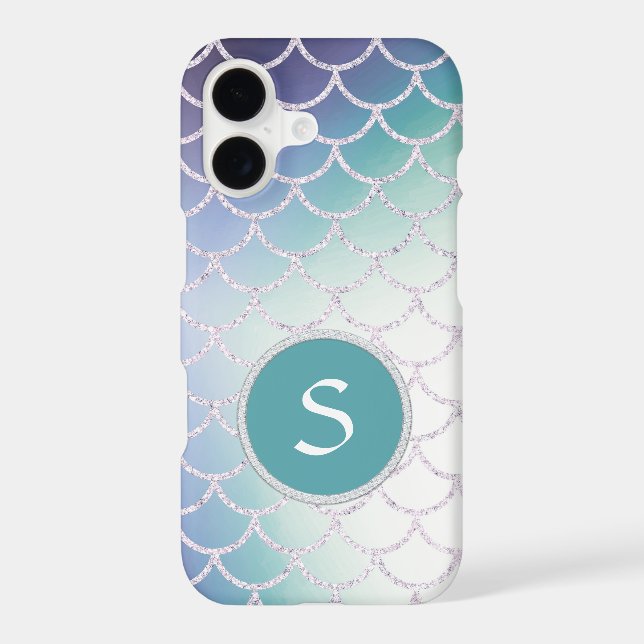 Blue Teal Gradient Luxury Fishscales Monogram (Back)