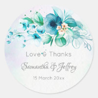 Blue teal green flowers floral wedding gifts favou