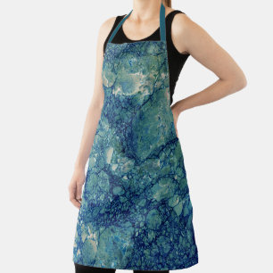 Blue Teal Green Marble Texture Apron