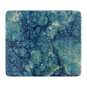 Blue Teal Green Marble Texture Cutting Board