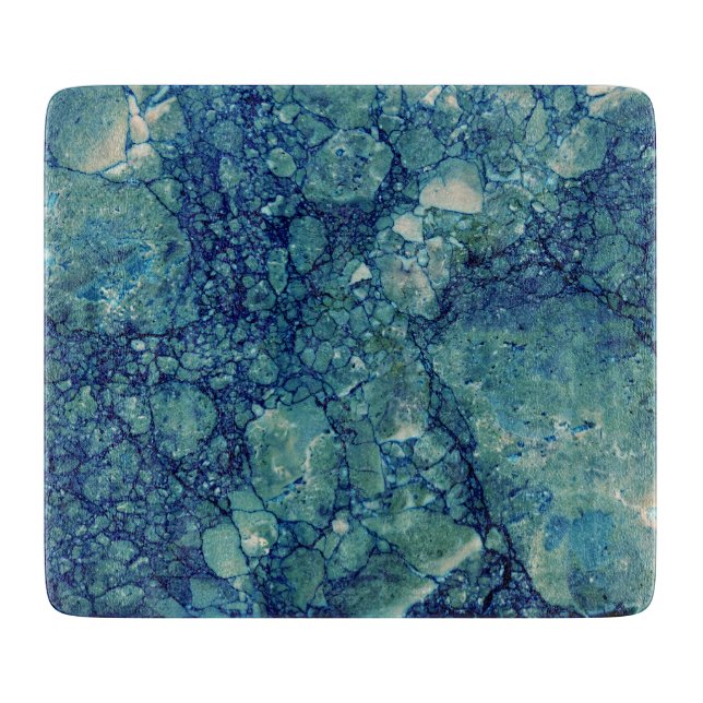 Blue Teal Green Marble Texture Cutting Board (Front)